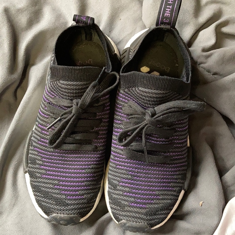 Black & purple NMD-R1 Adidas Shoes